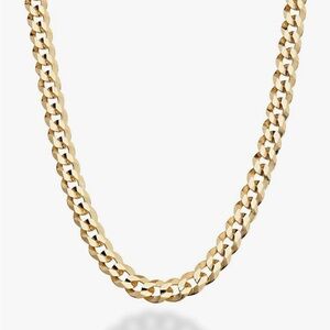 Italian Pure 18K Gold- Solid 925 Sterling Silver Cuban Link Chain 5mm Necklace
